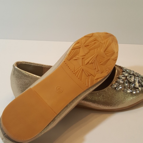 Lily Vanity Gold Rhinestone Embellished Flats - Picture 6 of 7